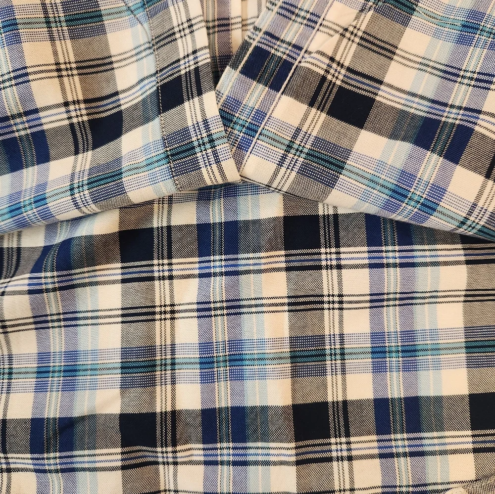 NEW Banana Republic Men's Blue Plaid Flannel Oxford Shirt Size XL Classic Preppy